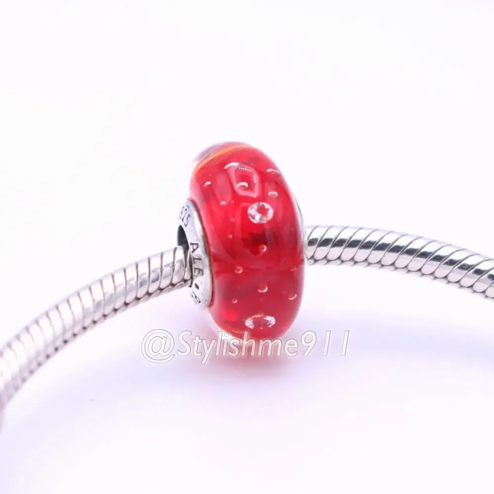 Authentic PANDORA Red Effervescence Glass Charm